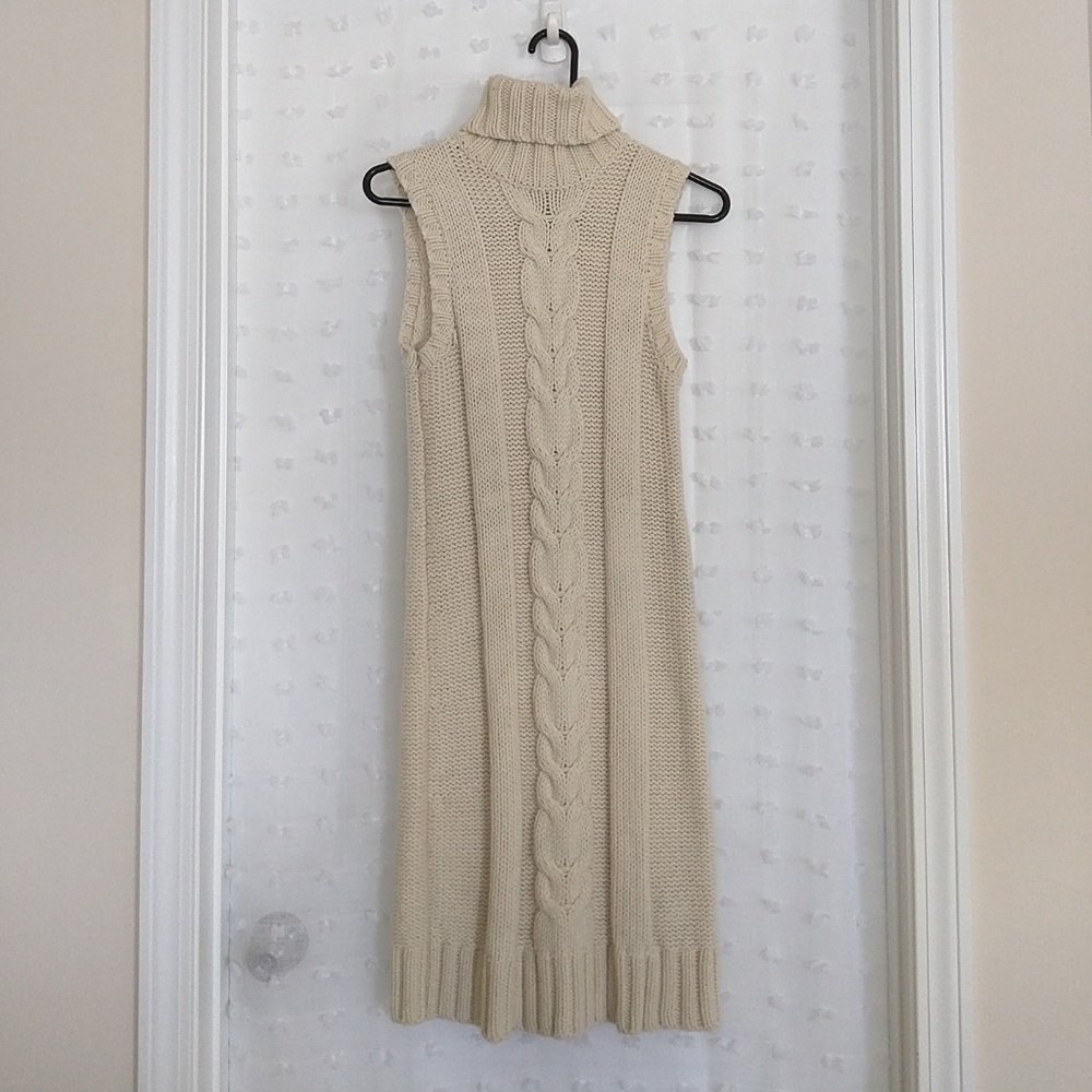 Knitted, Turtle Neck, Sleeveless Dress
