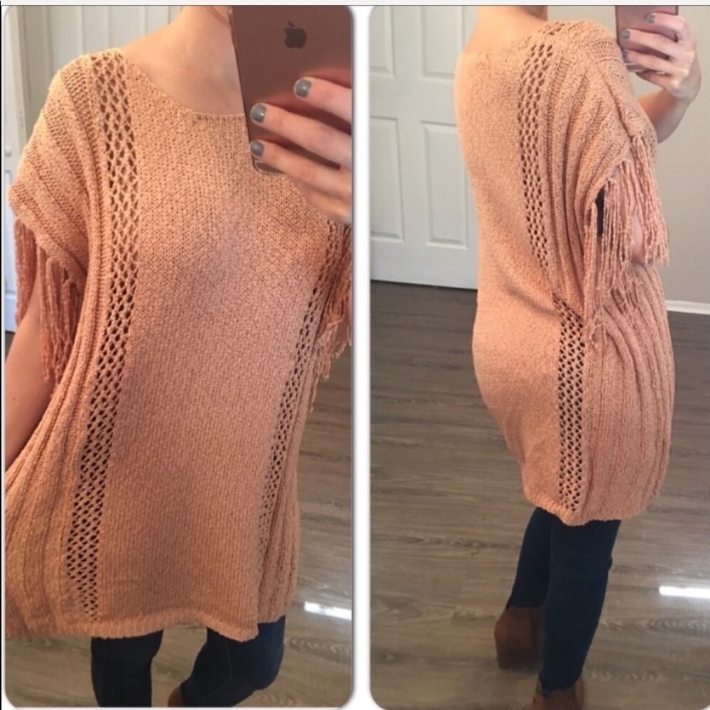 ‼️3 for $25‼️Frilly Tan Crochet Knit Sweater
