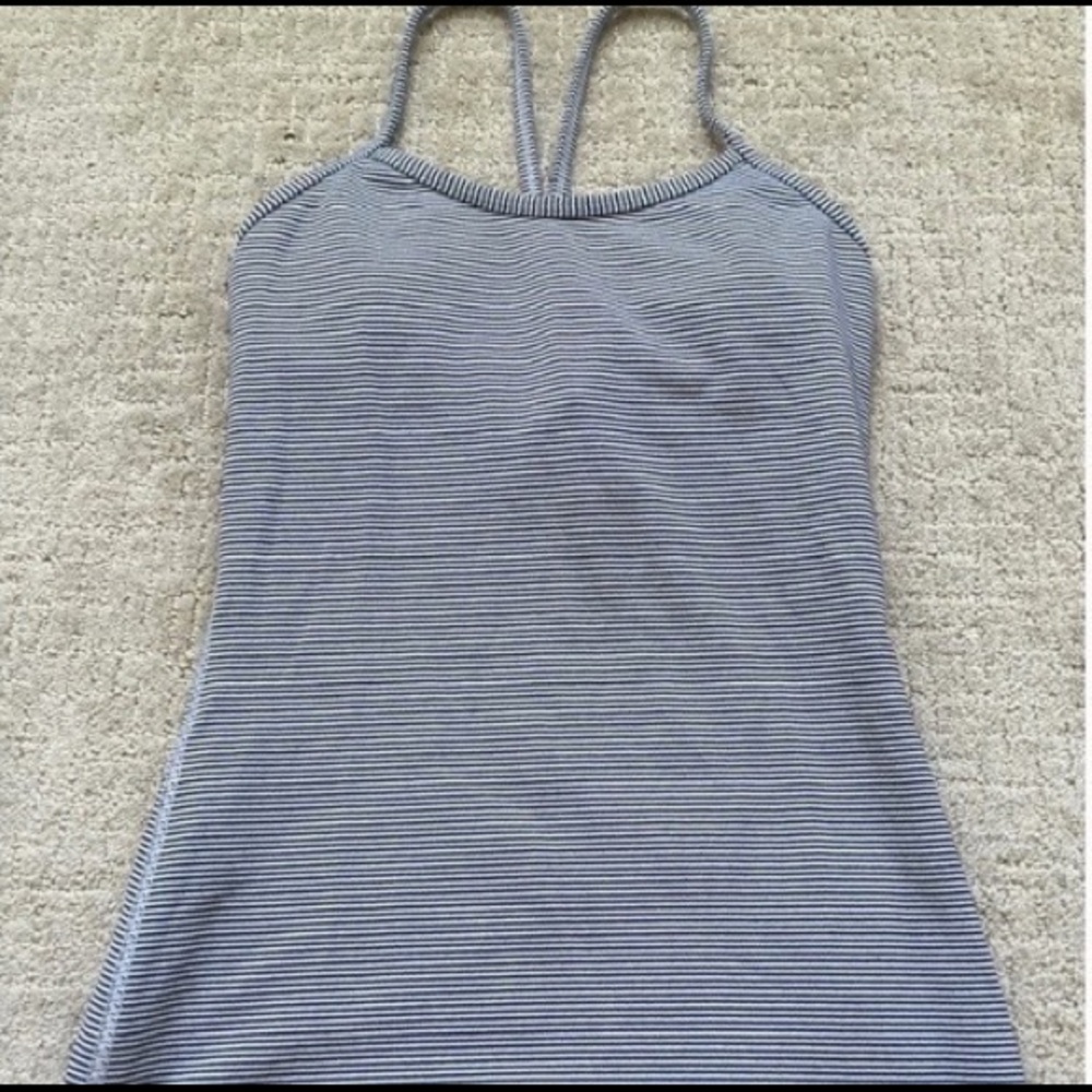 Lululemon black and white striped racerback tank