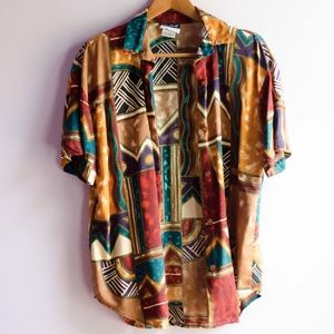 Retro Pattern Button-down Shirt