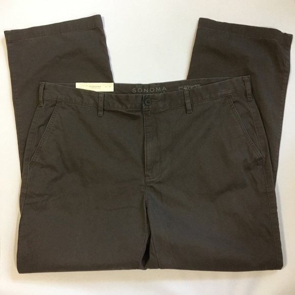 Sonoma Straight Fit Brown Khaki Pants, mens - Picture 1 of 4