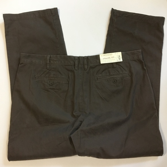 Sonoma Straight Fit Brown Khaki Pants, mens - Picture 2 of 4