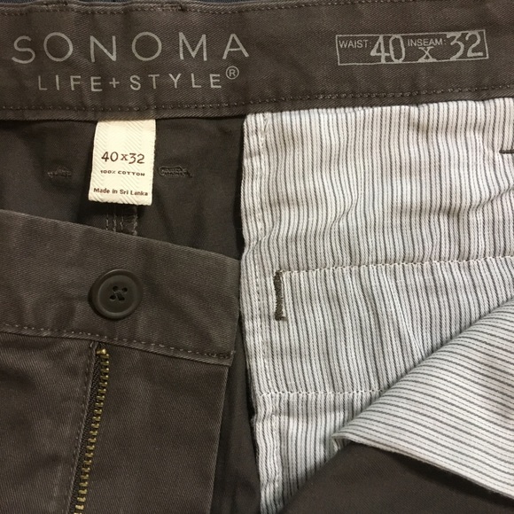 Sonoma Straight Fit Brown Khaki Pants, mens - Picture 3 of 4