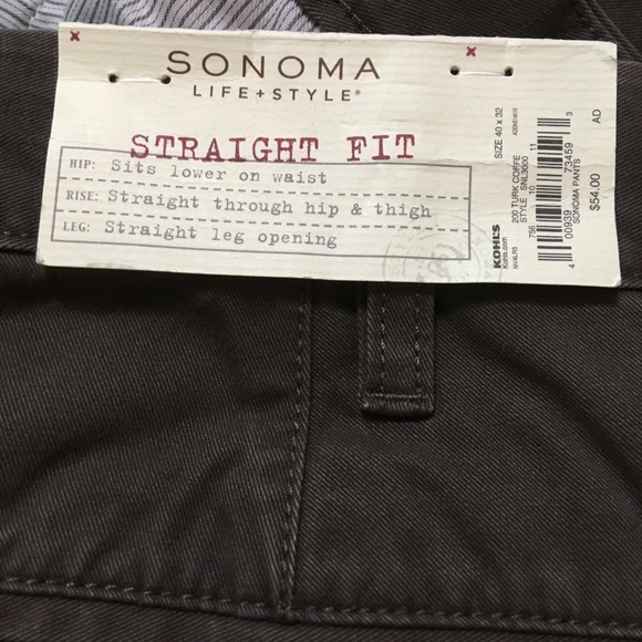 Sonoma Straight Fit Brown Khaki Pants, mens - Picture 4 of 4