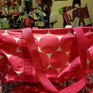2 Large utility totes, big pink dot