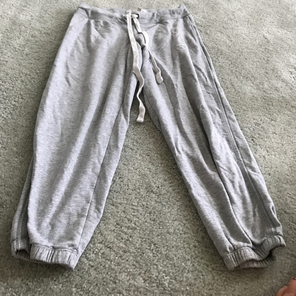 Gray crop leg sweats