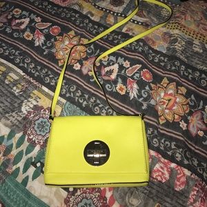 Neon yellow kate spade cross body barely used