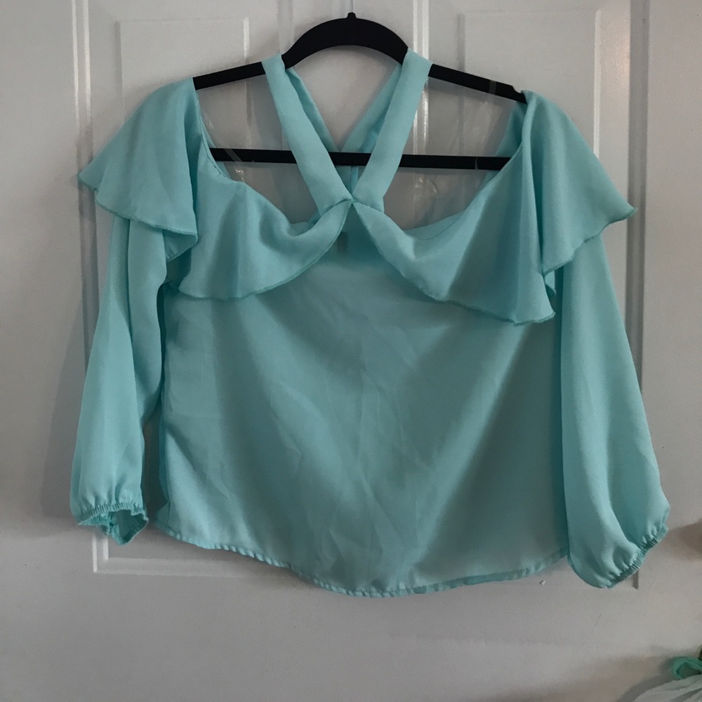 Sexy BRAND🆕 teal off the shoulder blouse 👚 ❤️✔️