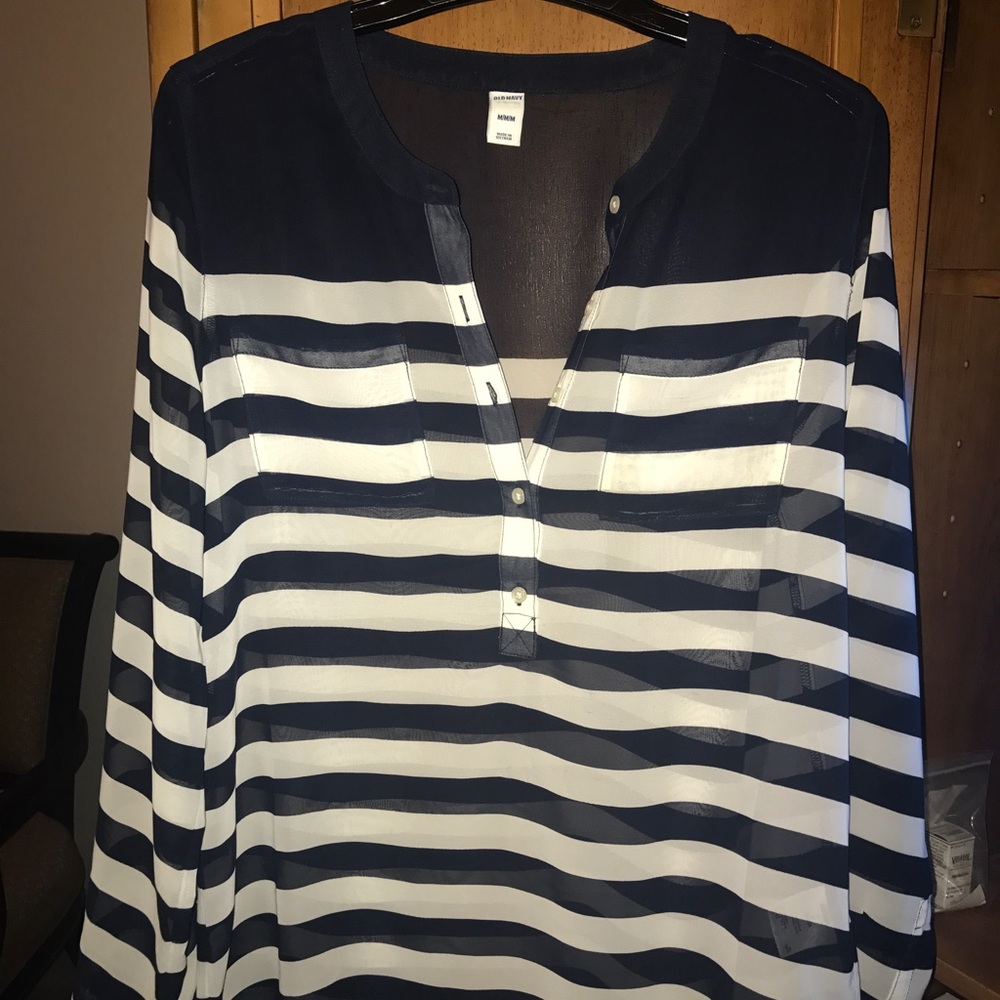 Navy & White sheer Old Navy top