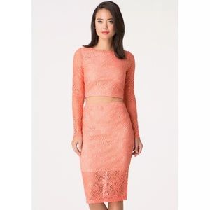Bebe Lace 2-Fer Midi Dress