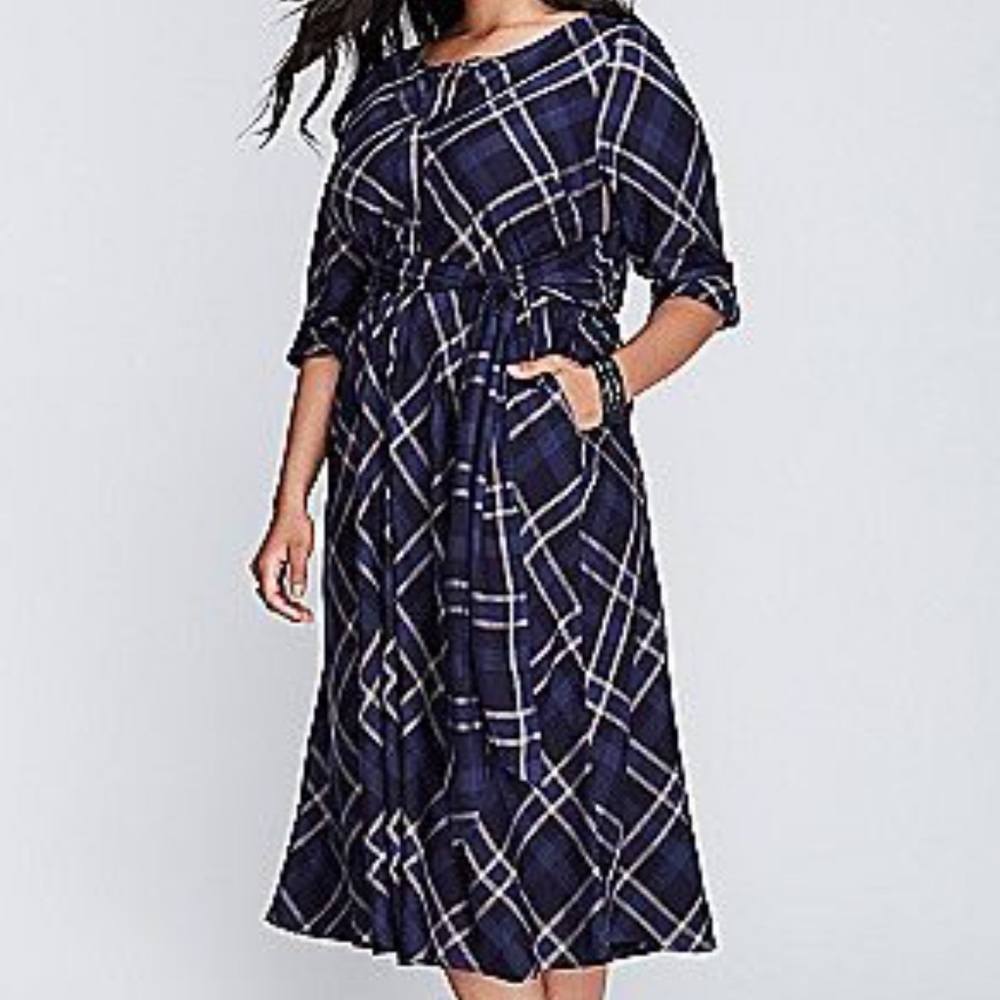 Lane Bryant plaid, tie front shirtdress