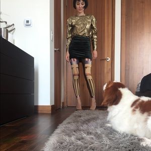 Crushed velvet mini skirt