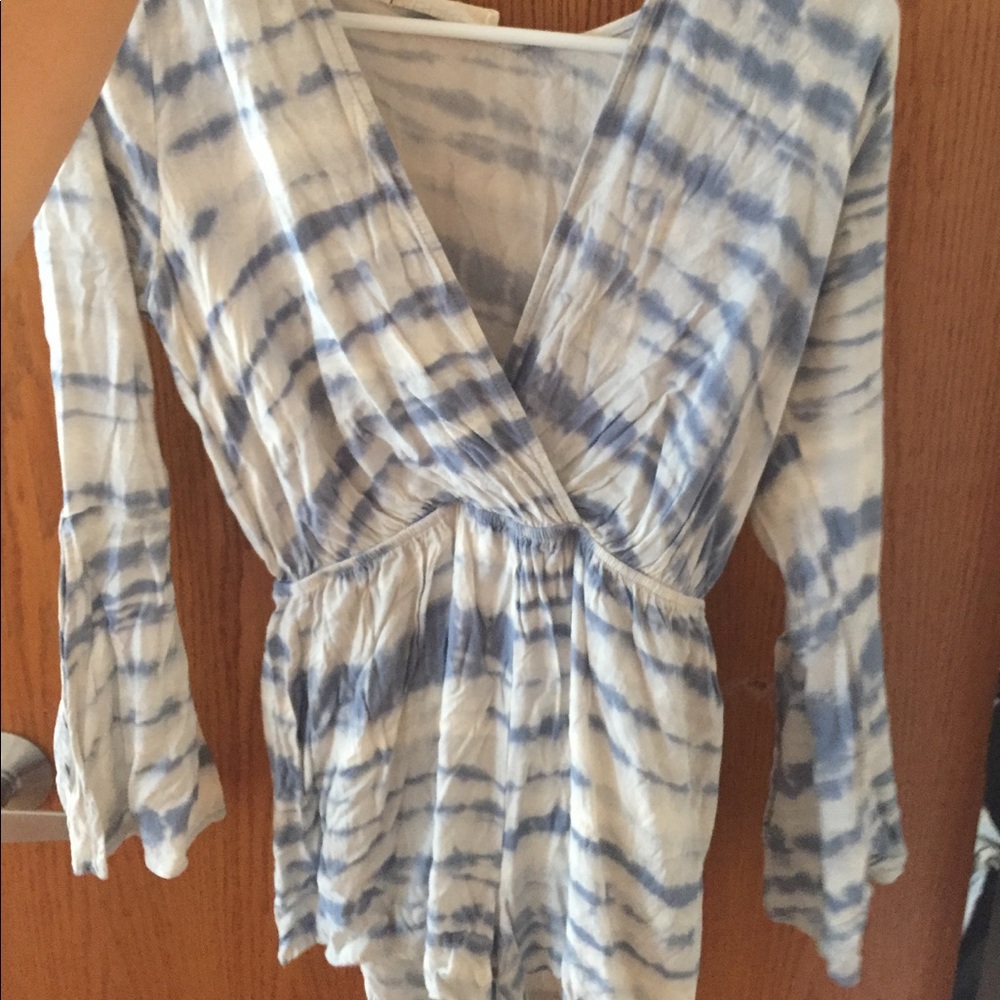 Tye die blue and white flowy romper