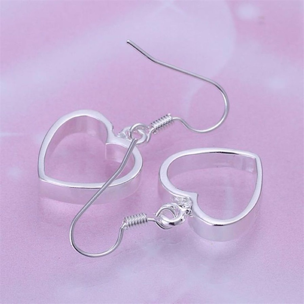 Sterling Silver Hollow Heart Earrings