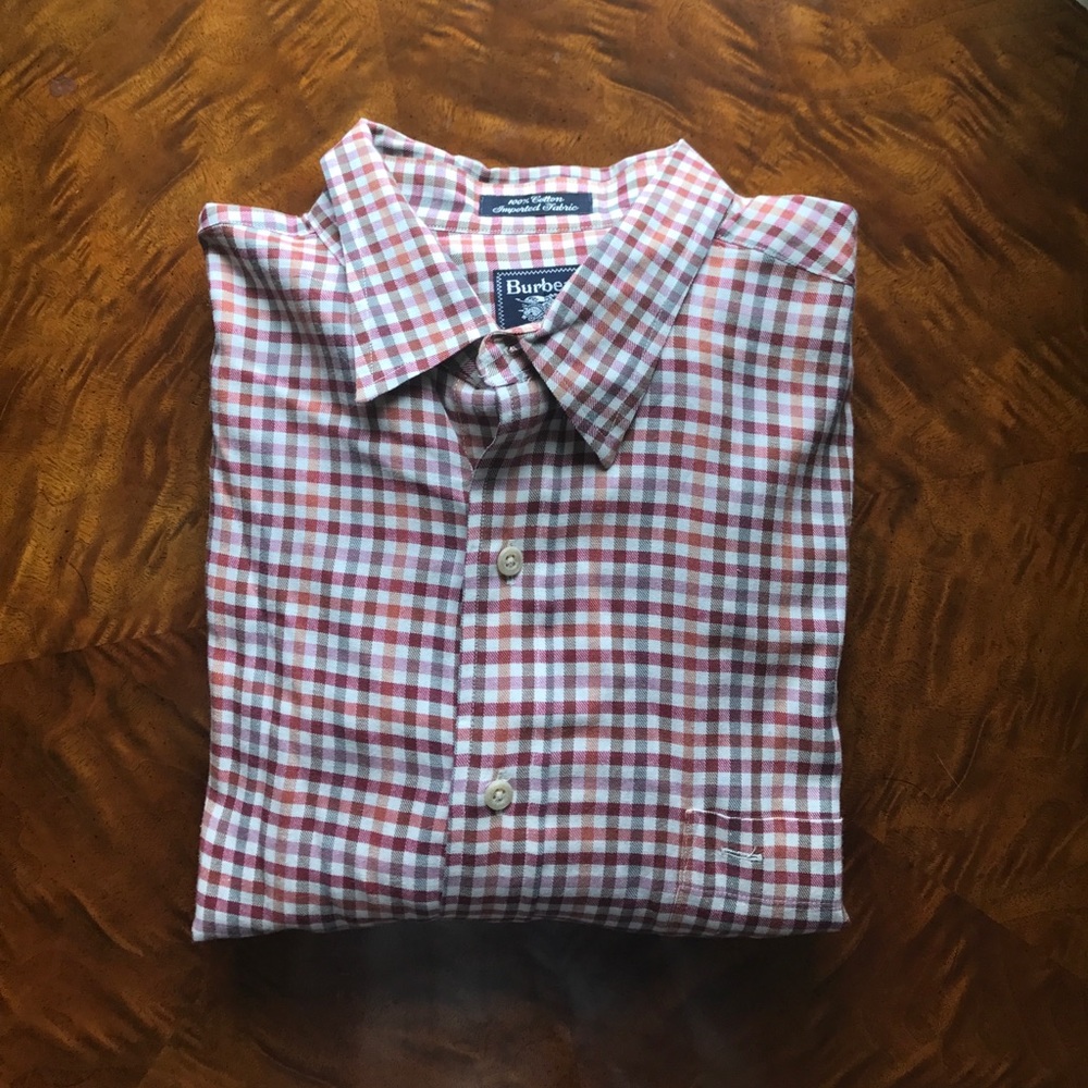 Vintage Burberry Size Large Men's Button Down red