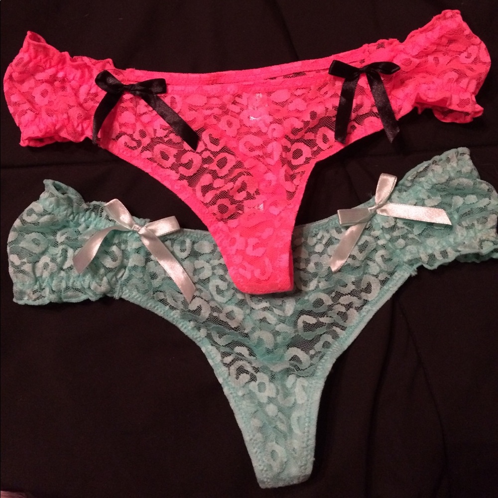 2 pairs sheer cheetah thongs