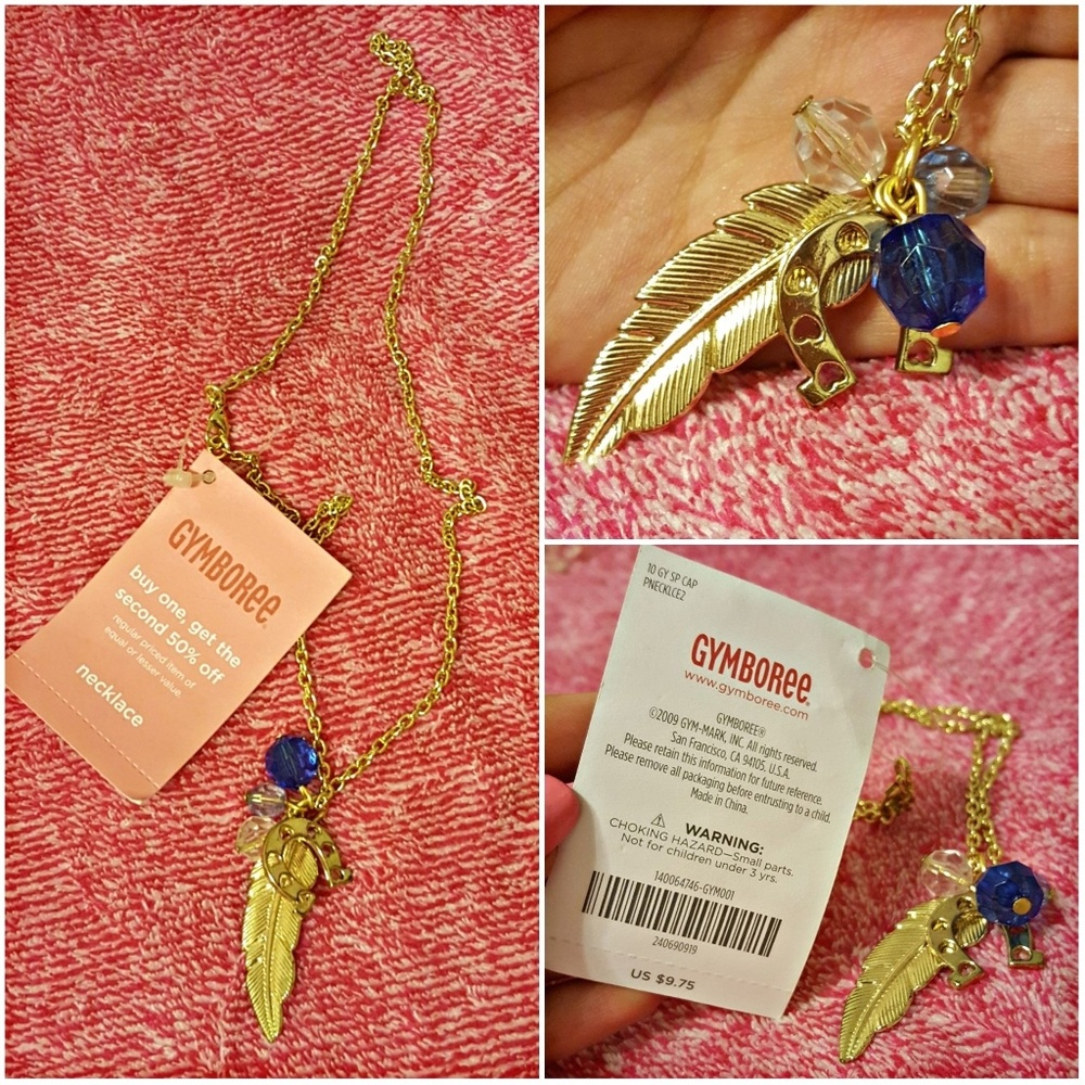 🚫 Gymboree Gold Horseshoe & Feather Necklace