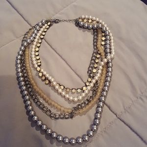 Mixed pearl & chain necklace