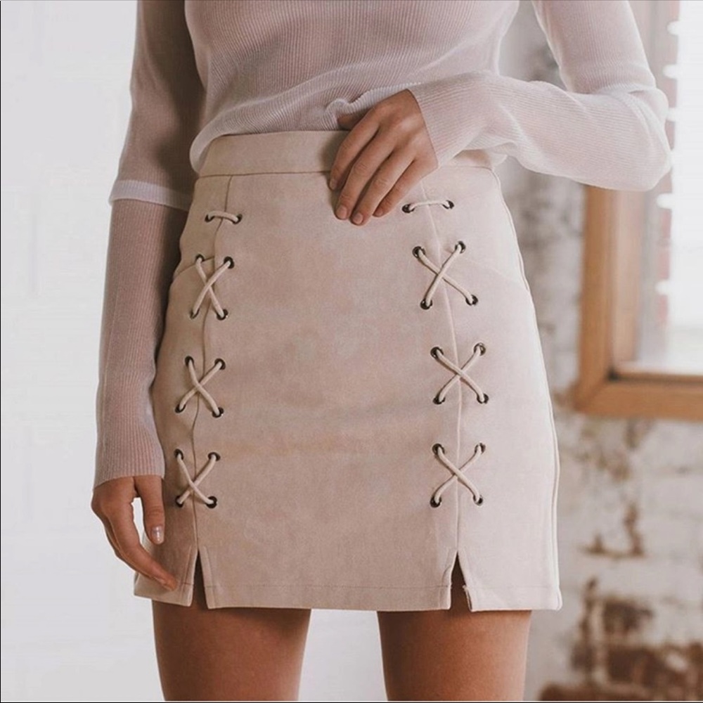 Lace Up Pencil Skirt