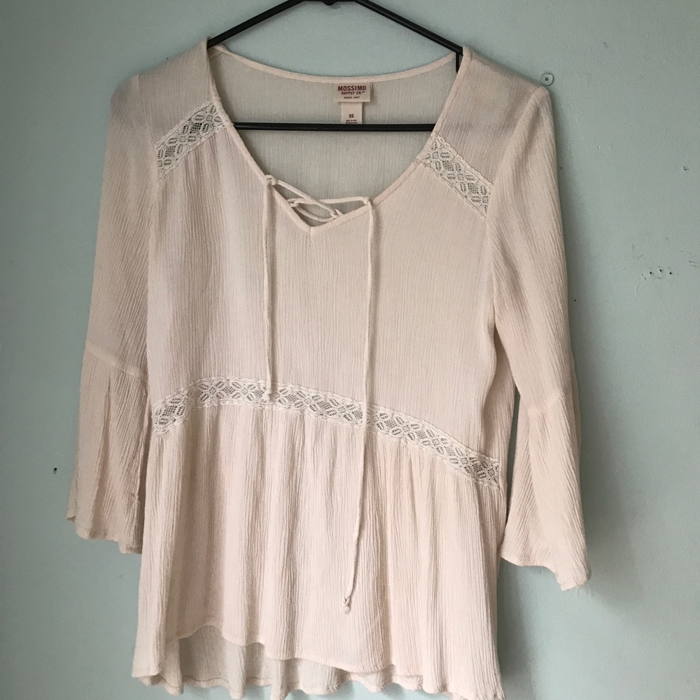 Boho cream flowy blouse