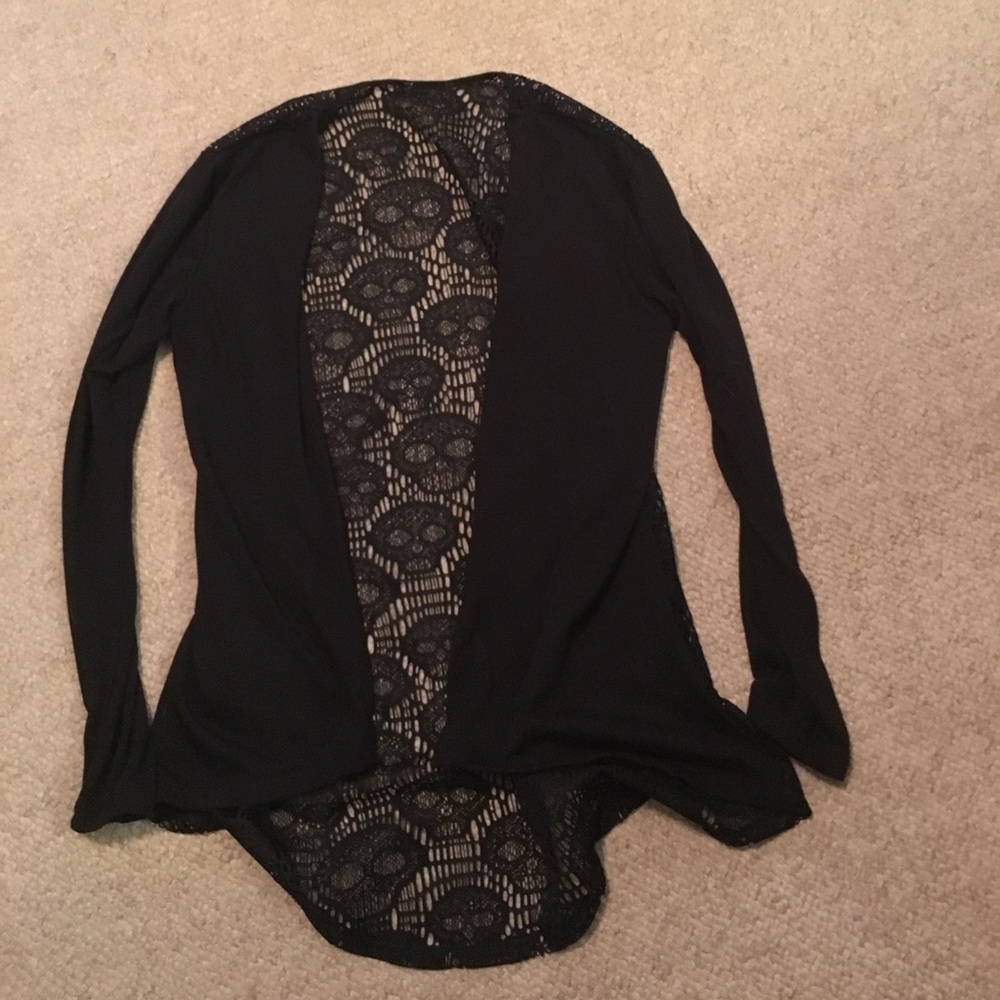 Women's Sheer Skull Back Cardigan