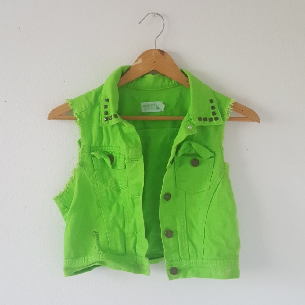 Green denim vest