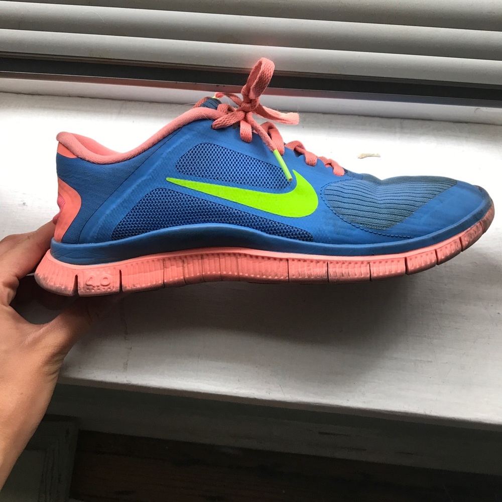 Nike free 4.0 V3 blue green pink