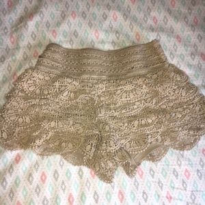 Tan ruffle shorts