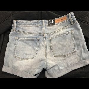 Denim boyfriend shorts.