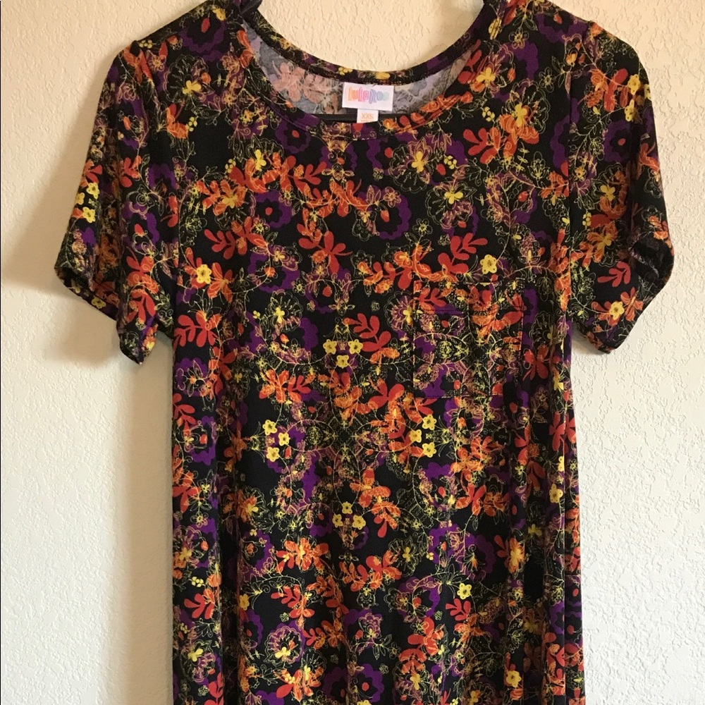 LuLaRoe XXS Carly Dress Black With Floral Print