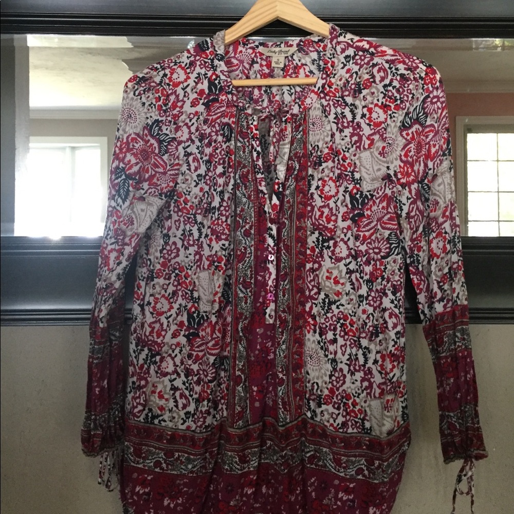 LUCKY brand BoHo style blouse   Neck & wrist ties