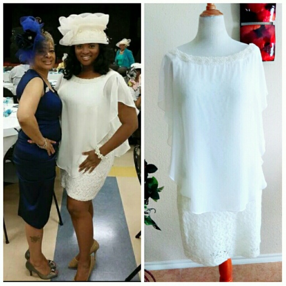 Studio One Dresses & Skirts - Off White Lace Cape Dress Studio One Dresses & Skirts - Off White Lace Cape Dress