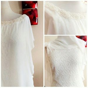 Studio One Dresses - Off White Lace Cape Dress Studio One Dresses - Off White Lace Cape Dress