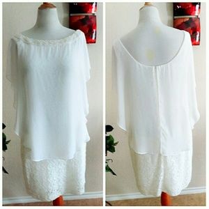 Studio One Dresses - Off White Lace Cape Dress Studio One Dresses - Off White Lace Cape Dress