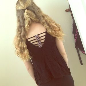 Cute black tank with cute cut-out back!!