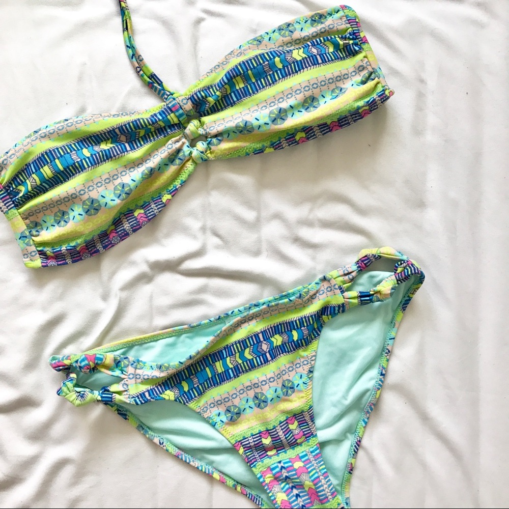 Patterned Lime Green Bikini