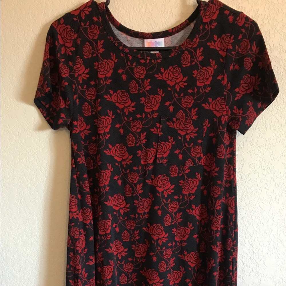 LuLaRoe XXS Carly Dress Black With Roses
