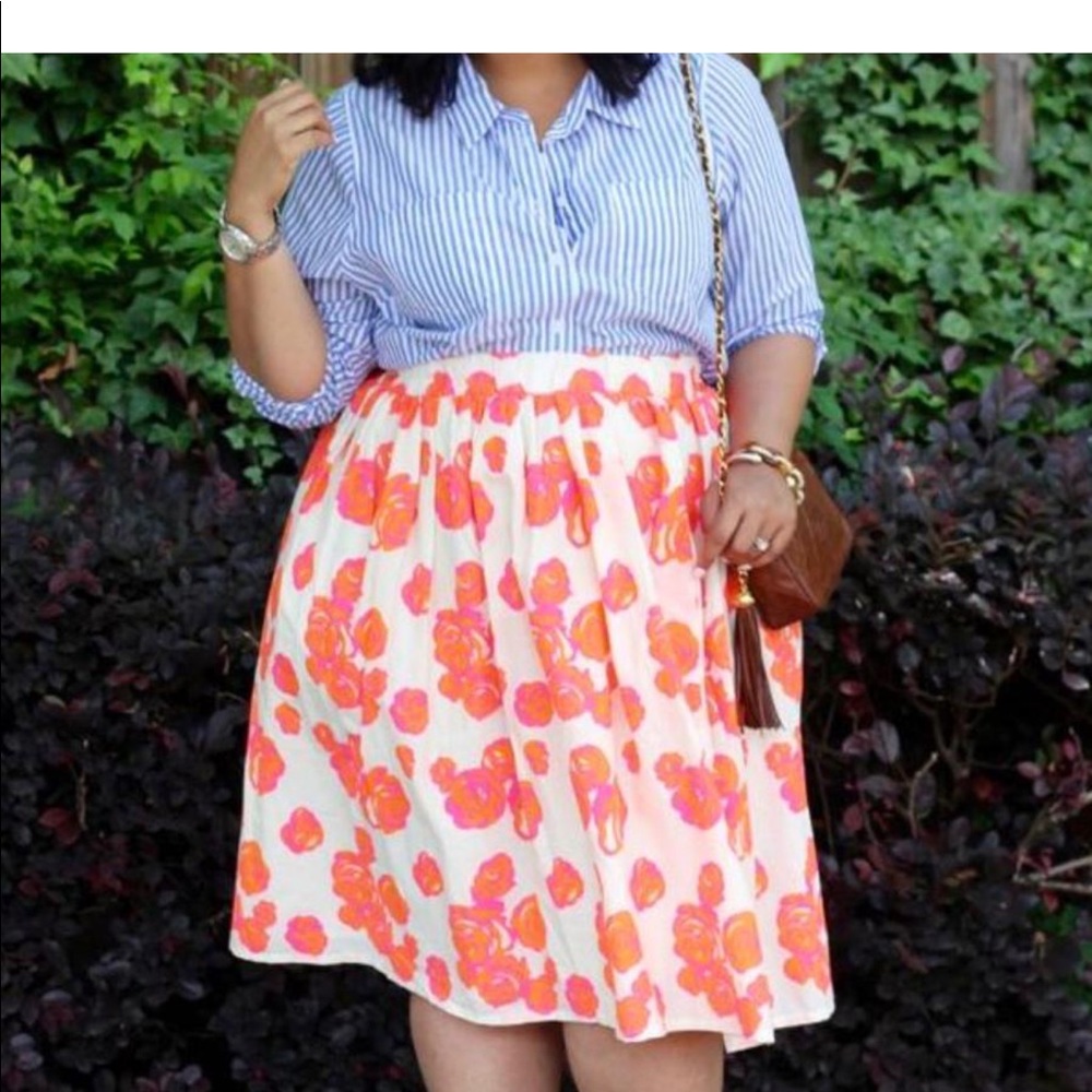 Lane Bryant Bright floral midi skirt with pockets!