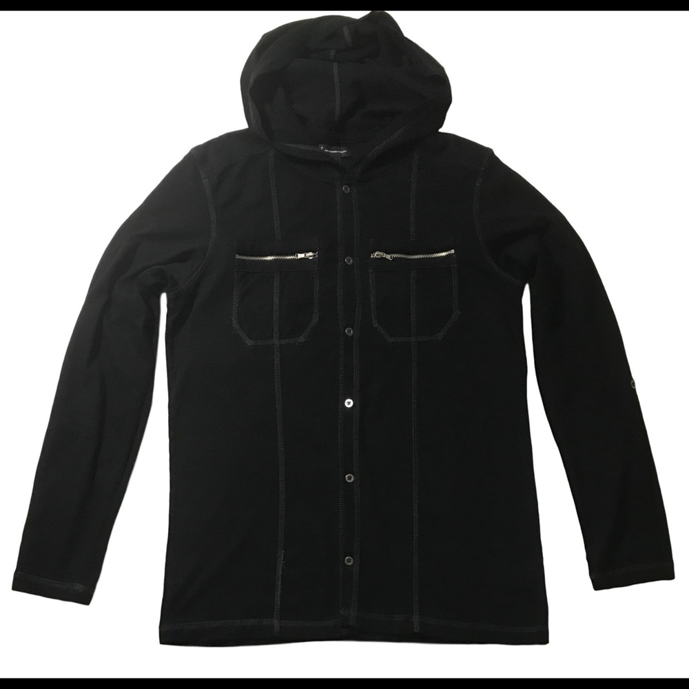 INC Henley Cotton Hoodie Shirt Size Small