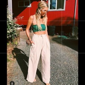 Free People wide leg pants with adjustable belt