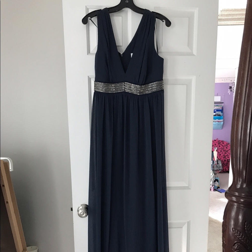 Stylish Max and Cleo navy maxi dress.