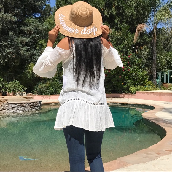 White Cold Shoulder Boho Festival Top - Picture 4 of 7