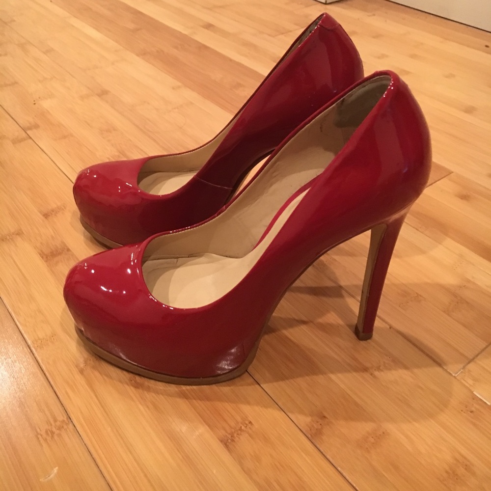 Red patent leather Kelsey Dagger platform pumps