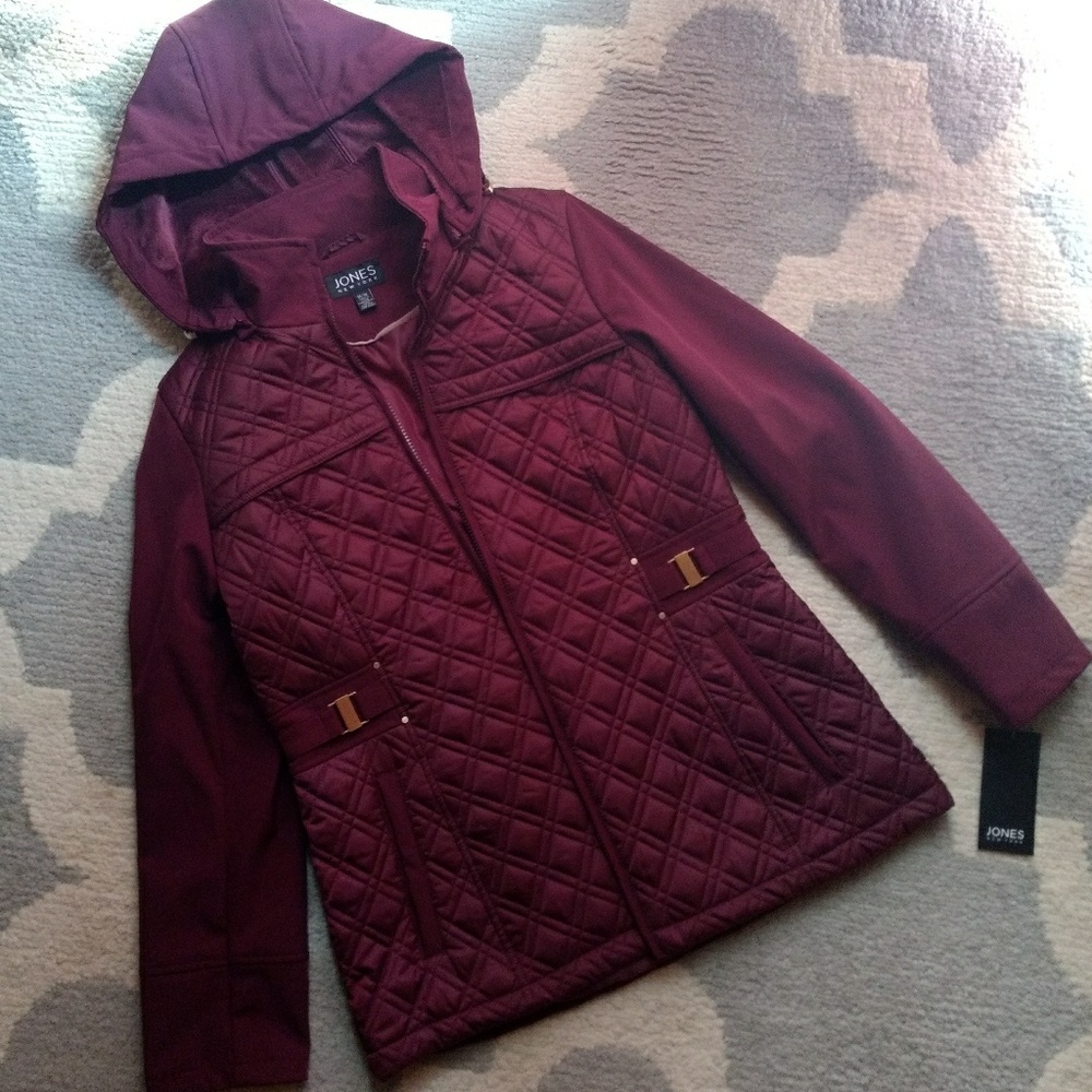 NWT Burgundy Quilted Coat