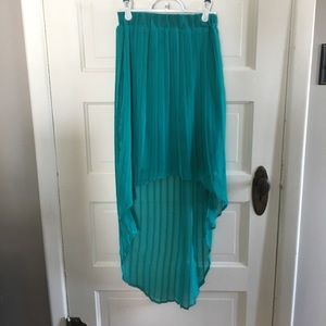 Teal Pleated High-Low Skirt - XS