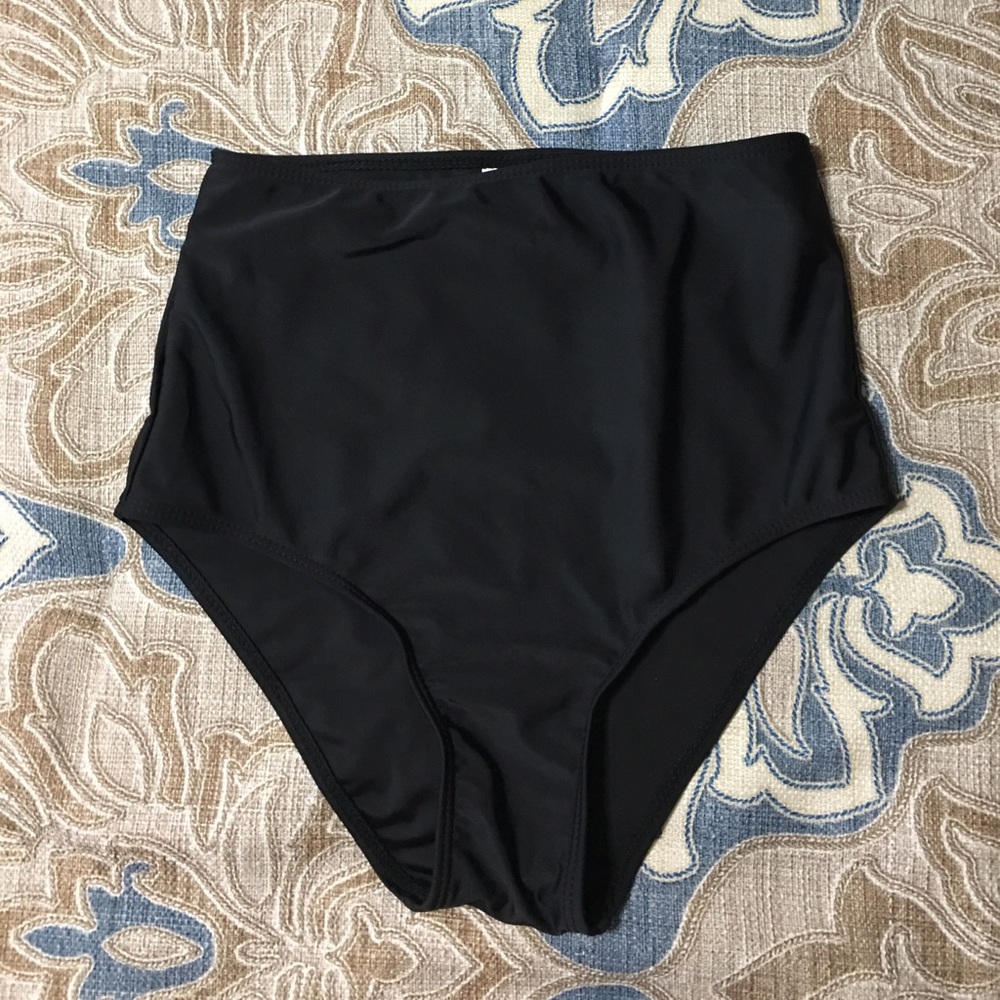 Black High Waist Swim Bottoms