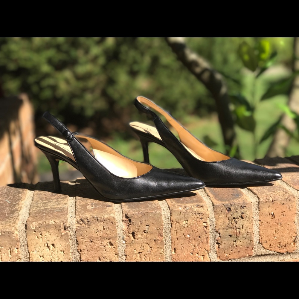 Black sling back heels size 9.5