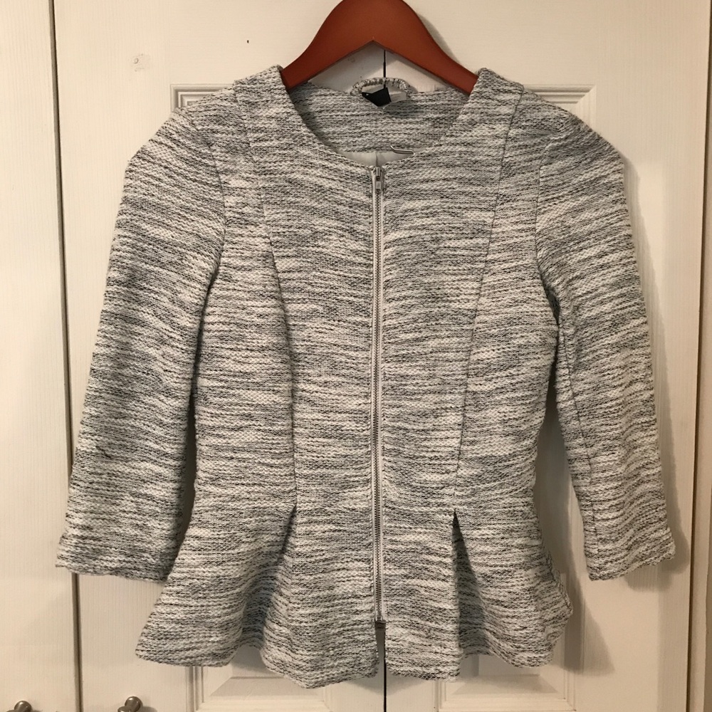 Black and white cropped peplum jacket