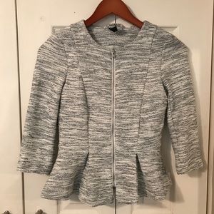 Black and white cropped peplum jacket