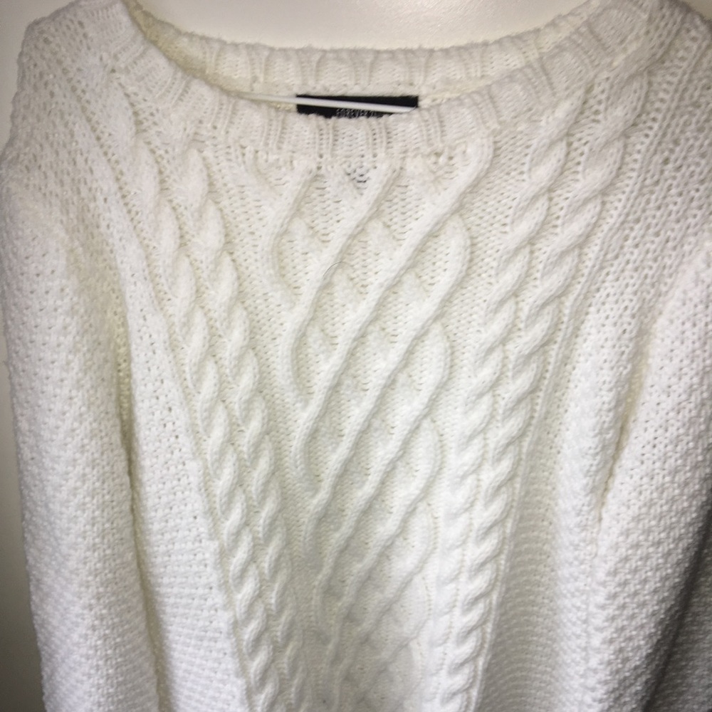 white knit cozy sweater
